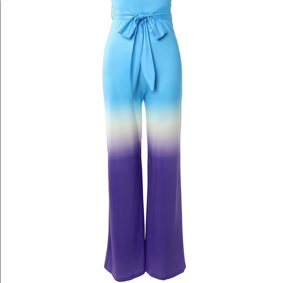 NWT- ⭐️⭐️Host Pick ⭐️⭐️‼️‼️Women’s Ombre Jumpsuit W/Belt/bag.NWT. Sizes L/XL. - Picture 6 of 16